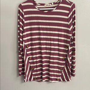 Striped Maroon and White Women's Top